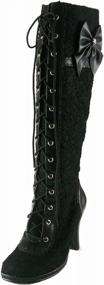 img 4 attached to Gothic Chic: Demonia Women'S GLAM-240 Lace-Up Knee Boots With Mini Platform And Bow Detail
