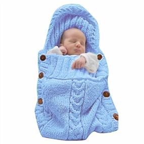 img 4 attached to Cozy Knit Baby Swaddle Blanket For A Peaceful Sleep - XMWEALTHY Newborn Sleeping Bag