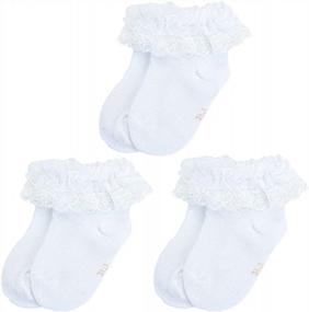 img 2 attached to Baby Girls Princess Frilly Lace Ruffle Socks 3 Pack 0-12 Months
