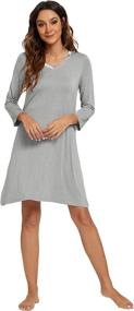 img 4 attached to Soft Bamboo Nightgowns For Women With Long Sleeves - Comfy Sleep Shirt, Loungewear, And Plus Size Nightshirts Available In S-4X By HXG