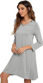 img 2 attached to Soft Bamboo Nightgowns For Women With Long Sleeves - Comfy Sleep Shirt, Loungewear, And Plus Size Nightshirts Available In S-4X By HXG