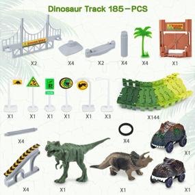 img 3 attached to Flexible Dinosaur Track Playset With 2 Cars - Create A World Road Race For 3-6 Year Old Boys & Girls Best Gift