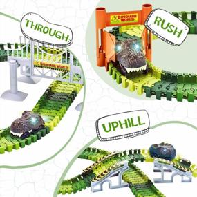 img 1 attached to Flexible Dinosaur Track Playset With 2 Cars - Create A World Road Race For 3-6 Year Old Boys & Girls Best Gift