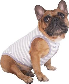 img 1 attached to 🐶 iChoue Medium Dog Vest for French Bulldog, Frenchie, Pug, Boston Terrier, Pitbull - Striped T-Shirt Clothes in Grey and White