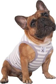 img 4 attached to 🐶 iChoue Medium Dog Vest for French Bulldog, Frenchie, Pug, Boston Terrier, Pitbull - Striped T-Shirt Clothes in Grey and White