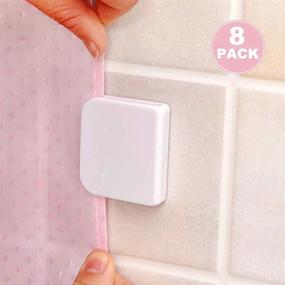 img 3 attached to 8 Pack Windproof Stop Protect Clips For Shower Curtains - EONMIR Splash Guard Curtain Clips With Self-Adhesive Backing (White)