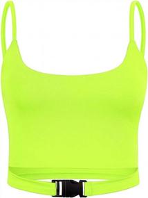 img 4 attached to Neon Crop Tops With Buckle - Active Wear For Women'S Summer Fashion By Abardsion
