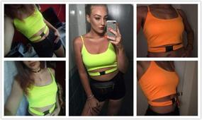 img 3 attached to Neon Crop Tops With Buckle - Active Wear For Women'S Summer Fashion By Abardsion