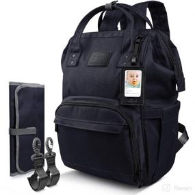 img 4 attached to Qipi Diaper Bag - Onyx Black: Spacious & Smart Multi-Function Nappy Bag with Changing Pad
