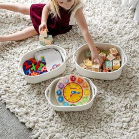 img 1 attached to 📦 Organize in Style with NaturalCozy 5-Piece Rectangle Storage Basket Set: Natural Cotton Rope Woven Baskets for Various Uses!