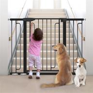 36-inch extra tall baby gate for stairs, yacul 29.93 to 51.5-inch extra wide baby gates with door, auto close dog gates for the house, pressure mounted easy walk through pet gate, black logo