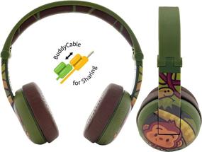 img 2 attached to Waterproof Bluetooth Headphones For Kids - ONANOFF BuddyPhones Wave With Volume Control, 18-Hour Battery, Built-In Mic, Backup Cable For Sharing, Monkey Green