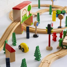 img 3 attached to 🚂 Funpeny Wooden Train Set: 60 Pcs of Fun & Adventure for Kids & Toddlers