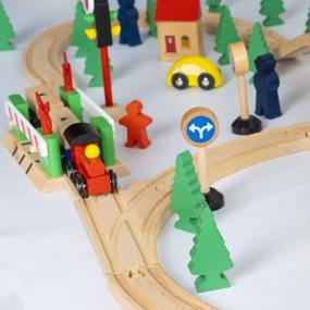 img 2 attached to 🚂 Funpeny Wooden Train Set: 60 Pcs of Fun & Adventure for Kids & Toddlers