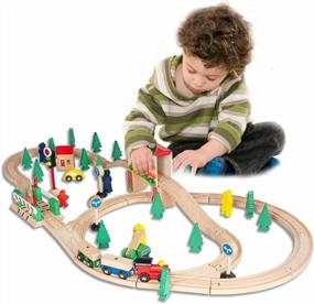 img 4 attached to 🚂 Funpeny Wooden Train Set: 60 Pcs of Fun & Adventure for Kids & Toddlers