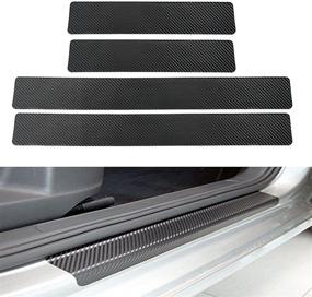 img 4 attached to 🚗 GZRUICA Universal Car Door Sill Plate Protectors - Entry Guard Scuff Cover Panel Step Protector, Welcome Pedal Cover, Carbon Fiber, 4pcs/Set