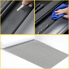 img 1 attached to 🚗 GZRUICA Universal Car Door Sill Plate Protectors - Entry Guard Scuff Cover Panel Step Protector, Welcome Pedal Cover, Carbon Fiber, 4pcs/Set