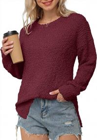 img 2 attached to Fashionable And Cozy: GRECERELLE Women'S Fuzzy Knitted Sweater With Side Split And Crew Neck