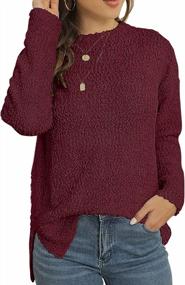 img 4 attached to Fashionable And Cozy: GRECERELLE Women'S Fuzzy Knitted Sweater With Side Split And Crew Neck