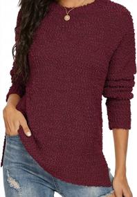 img 3 attached to Fashionable And Cozy: GRECERELLE Women'S Fuzzy Knitted Sweater With Side Split And Crew Neck