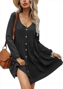 img 4 attached to Women'S Button Down Casual Loose Swing Babydoll Dress - Short/Long Sleeve Mini Dress By Aifer