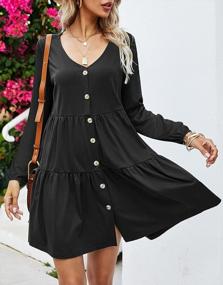 img 2 attached to Women'S Button Down Casual Loose Swing Babydoll Dress - Short/Long Sleeve Mini Dress By Aifer