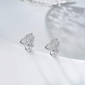 img 1 attached to WINNICACA Celtic Knot Earrings For Women 925 Sterling Silver Celtic Small Huggie Hoop Earrings For Women Teen Girls, Good Luck Irish Jewelry Birthday Christmas Gifts