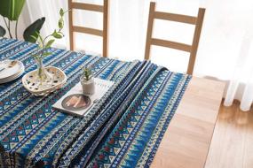 img 3 attached to Bohemian Bliss: Heavyweight Cotton Linen Tablecloth For Trendy Kitchen And Dining Tabletop Decor