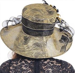 img 1 attached to Stylish Kentucky Derby Church Hats For Women - Perfect For Dress And Wedding - Golden Feather Accent