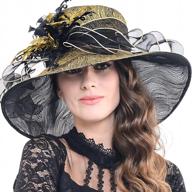 stylish kentucky derby church hats for women - perfect for dress and wedding - golden feather accent logo