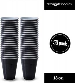 img 2 attached to 🥤 50-Pack of 18 Oz Black Plastic Cups: Convenient and Stylish Drinkware!