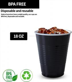 img 4 attached to 🥤 50-Pack of 18 Oz Black Plastic Cups: Convenient and Stylish Drinkware!