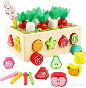 img 4 attached to 🥕 Montessori Carrot Harvest Toys for 1-3 Year Olds, Wooden Stacking & Shaped Matching Educational Toys - Ideal Gifts for 1 Year Old Girls and 2 Year Olds