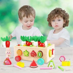 img 3 attached to 🥕 Montessori Carrot Harvest Toys for 1-3 Year Olds, Wooden Stacking & Shaped Matching Educational Toys - Ideal Gifts for 1 Year Old Girls and 2 Year Olds