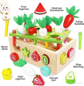 img 2 attached to 🥕 Montessori Carrot Harvest Toys for 1-3 Year Olds, Wooden Stacking & Shaped Matching Educational Toys - Ideal Gifts for 1 Year Old Girls and 2 Year Olds