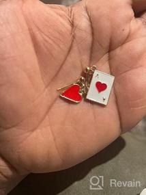 img 5 attached to 🃏 ONLYJUMP Unique Asymmetric Poker Card Earrings: Funny 18k Gold Plated Red Hearts and Black Spades Playing Cards Ace Dangle Drop Hypoallergenic Jewelry Gift for Women and Girls