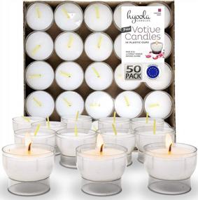 img 4 attached to 50-Pack White Unscented Votive Candles In Clear Plastic Cup - 7 Hour Burn Time | European Made By Hyoola Tea Lights
