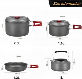 img 2 attached to Lightweight Camping Cookware Mess Kit For Family Hiking And Picnic - Includes Kettle, Pot, Frying Pan, Cups, Plates, Forks, Knives, Spoons, Carabiner - Available In 37, 27, Or 20 Piece Set