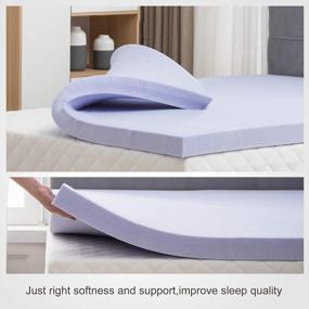 img 1 attached to Certified Gel-Infused Memory Foam Mattress Topper For King Bed - 4 Inch Cooling Design By Mecor In Purple, 80 X 78 Inches