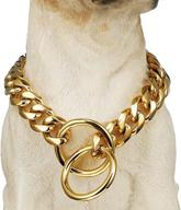 🔗 bmusdog 18k gold cuban link chain dog collar: stylish & durable collar for small, medium & large dogs logo