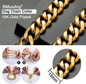 img 1 attached to 🔗 BMusdog 18K Gold Cuban Link Chain Dog Collar: Stylish & Durable Collar for Small, Medium & Large Dogs