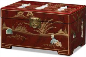 img 4 attached to Exquisite Red Lacquer Chinese Jewelry Box With Mother Of Pearl By ChinaFurnitureOnline