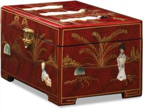 img 2 attached to Exquisite Red Lacquer Chinese Jewelry Box With Mother Of Pearl By ChinaFurnitureOnline