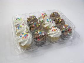 img 1 attached to 🧁 12-pack mini cupcake containers - 12 compartments, plastic disposable boxes