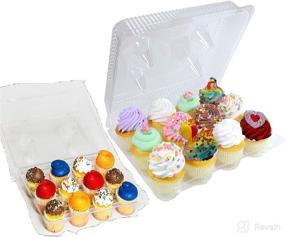 img 4 attached to 🧁 12-pack mini cupcake containers - 12 compartments, plastic disposable boxes