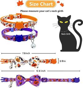 img 2 attached to 🐱 SEO-Optimized 2-Pack Halloween Cat Collar with Bow Tie and Bell in Purple and White - Ideal Kitty Kitten Breakaway Pumpkin Collar for Girls and Boys