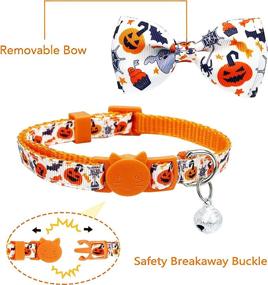 img 3 attached to 🐱 SEO-Optimized 2-Pack Halloween Cat Collar with Bow Tie and Bell in Purple and White - Ideal Kitty Kitten Breakaway Pumpkin Collar for Girls and Boys