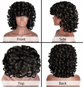 img 2 attached to Kinky Curly Wig For Black Women - Heat Resistant Synthetic Hair With Bangs & Accessories | ELIM Z014
