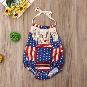 img 3 attached to 4Th Of July Baby Girl Outfit USA Flag Stars Stripes Romper Headband Newborn Infant