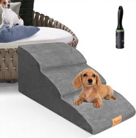 img 4 attached to Topmart 3-Tier High Density Foam Dog Ramp & Steps - Non-Slip, 15.7" High, Ideal For Dogs Injured/Older Cats/Pets With Joint Pain - Grey Color